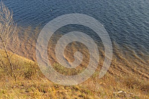 Wide sandy cliffs on the banks of the river Volga in Russia