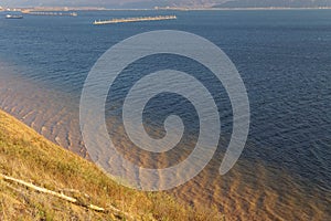 Wide sandy cliffs on the banks of the river Volga in Russia