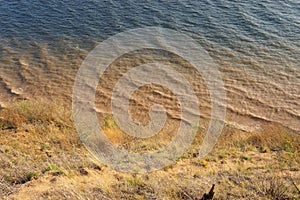 Wide sandy cliffs on the banks of the river Volga in Russia