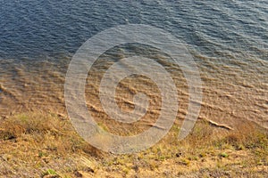 Wide sandy cliffs on the banks of the river Volga in Russia