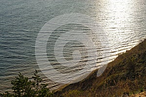Wide sandy cliffs on the banks of the river Volga in Russia