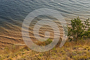 Wide sandy cliffs on the banks of the river Volga in Russia