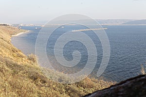 Wide sandy cliffs on the banks of the river Volga in Russia