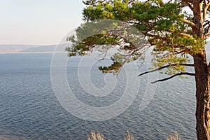 Wide sandy cliffs on the banks of the river Volga in Russia