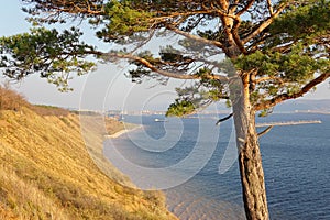 Wide sandy cliffs on the banks of the river Volga in Russia