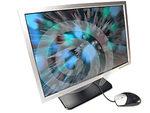 Wide Screen LCD Computer Monitor and Mouse