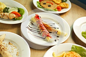 Wide selection of delicious meals on the table