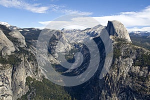 Wide shot of Half Dome and Yosemite Valley