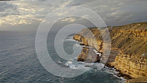 wide shot of island rock at sunset in kalbarri national park