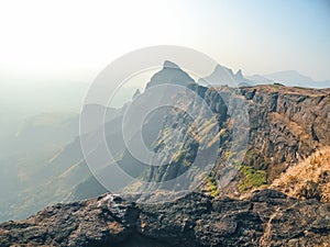 Wide Shot Of Konkan Kada On Harishchandra Fort, Maharashtra, India photo