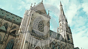 wide shot of neogothic Mariendom cathedral in Linz, Upper Austria