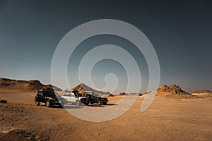 A wide shot of rocks in the beautiful White Desert of Egypt