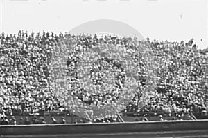 Wide shot of spectators at sporting event