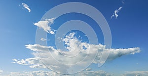 Wide sky panorama with scattered cumulus clouds