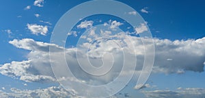 Wide sky panorama with scattered cumulus clouds