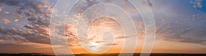 Wide sky panorama with scattered cumulus clouds