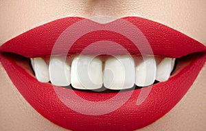 Wide smile of young beautiful woman, perfect healthy white teeth. Dental whitening, ortodont, care tooth and wellness