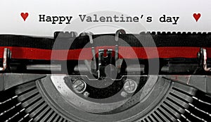 Wide Text Happy Valentine s day written with the old typewriter