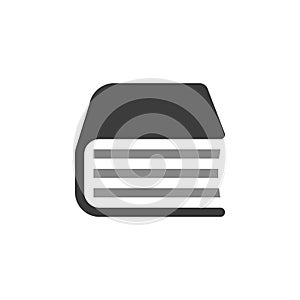 Wide thick closed book. Vector logo and icon.