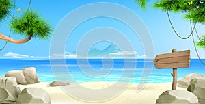 Wide tropical beach banner background