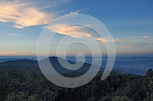 Wide of unique mountain view in morning of Doi Inthanon National Park, Chiangmai, Thailand