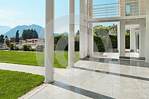 Wide veranda of a modern house