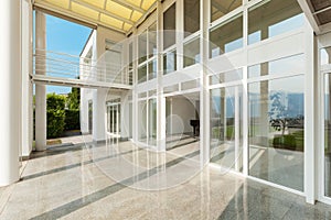 Wide veranda of a modern house photo