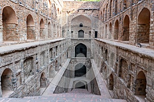 Wide view of agrasen ki baoli stepwell in new delhi in delhi