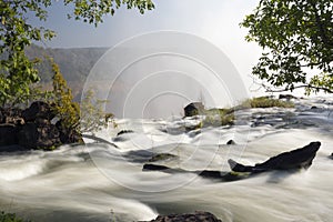 Wide view background landscape on top of Victoria Falls , Livingstone, Zambia