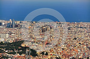 Wide view of barcelona spain
