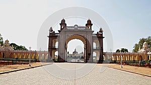 A wide view of empty Mysore Palace or Amba Vilas Palace at mysore