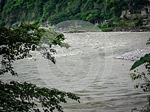 Wide view of Ganga river in Haridwar India, Ganga river, Big Ganga river