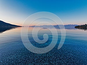 Wide View of a Gulf of Corinth View at Dawn, Greece