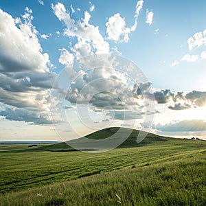 Background of sky and clouds above the hill photo
