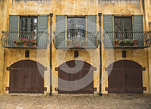 Wide View Italian Two Story Building with Courtyard