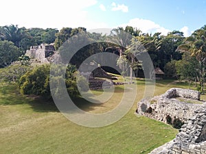 Wide view of Kohunlich Mayan ruins
