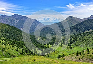 Wide view of mountain valley