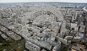 Wide view of Paris in France from Eiffel Tower