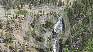 Wide view of undine falls in yellowstone