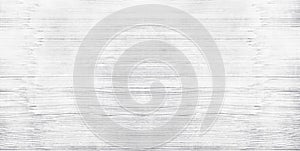 Wide white old shabby wood texture. Light grey whitewashed wooden backdrop. Widescreen vintage background