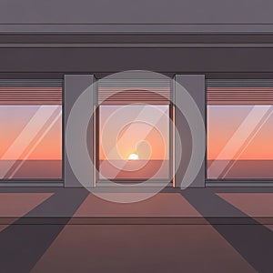 A wide window with multiple panes