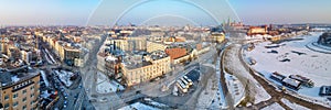 Wide winter panorama of Krakow, Poland photo