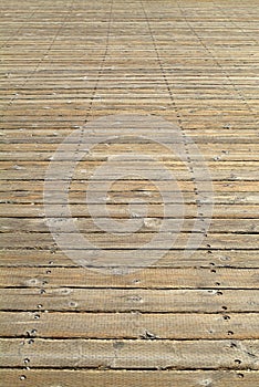 A wide wooden boardwalk.