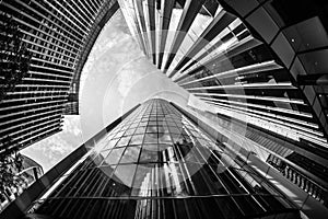 A wideangle image of London City offices