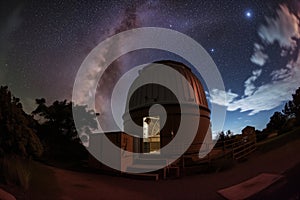 wideangle shot of observatory with celestial background