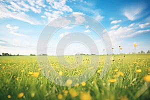 wideangle shot of a vast field filled with yellow wildflowers