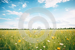 wideangle shot of a vast field filled with yellow wildflowers