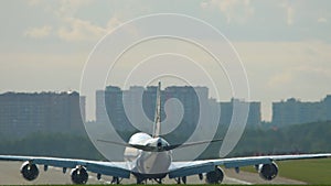 Widebody airliner before take off