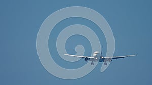 Widebody airplane approaching before landing