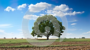 Widescreen beautiful tree landscape generative ai